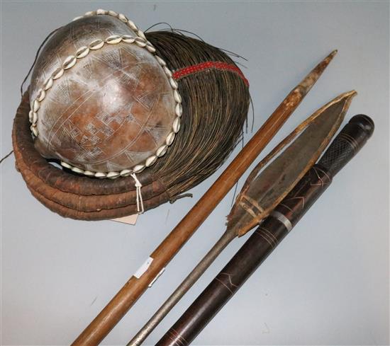 Tribal necklace, spear, staff, shell
